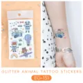 Waterproof glitter animal temporary tattoo stickers for kids cute cartoon design body art - Animal Glitter Tattoo Sticker (EG-151) / 75*120mm