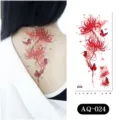 Waterproof temporary tattoo sticker with red spider lily and butterfly design for body art. - AQ-024 / 210*100mm