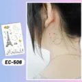 Kids cartoon temporary tattoo sticker sheet with cute fireworks and Eiffel tower designs. - EC-506 Style