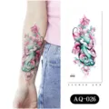 Waterproof temporary tattoo sticker featuring colorful fox and floral flower arm design. - AQ-026 / 210*100mm