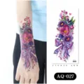 Waterproof temporary tattoo sticker featuring vibrant floral and bow designs for body art. - AQ-027 / 210*100mm