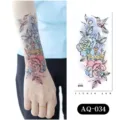 Waterproof temporary tattoo sticker featuring watercolor hummingbird flower and crown design. - AQ-034 / 210*100mm