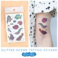 Glitter ocean tattoo stickers for kids, waterproof colorful marine life temporary decals. - Ocean Glitter Tattoo Sticker (EG-162) / 75*120mm