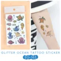 Glitter Ocean Tattoo Sticker Waterproof Kids Cartoon Temporary Body Art Style Variant - Ocean Glitter Tattoo Sticker (EG-163) / 75*120mm