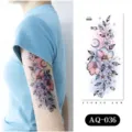 Waterproof flower arm temporary tattoo sticker for fashion body art, long-lasting floral design. - AQ-036 / 210*100mm