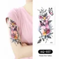 Waterproof temporary tattoo sticker featuring colorful watercolor floral and butterfly arm design. - AQ-037 / 210*100mm