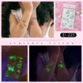 Kids luminous unicorn temporary tattoos glowing waterproof cute cartoon sticker sheet for party. - Ei-225