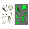 Glow in the dark space temporary tattoo sheet featuring cute astronauts, moon and glowing stars. - Ei-110 Moon Heart Astronaut