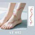 Floral vine temporary tattoo sticker featuring cute pink cherry blossoms for ankle or wrist. - AT-012 (Bracelet Tattoo Sticker)
