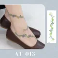 Blue floral vine ankle tattoo sticker temporary cute waterproof body art sticker AT-013 - AT-013 (Bracelet Tattoo Sticker)