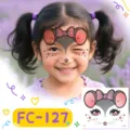 Kids cute cartoon animal face temporary tattoo sticker, cute mouse design for party fun. - Rat (FC-127)