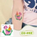 Glitter dinosaur temporary tattoo sticker for kids, waterproof cartoon animal party decoration. - CG-095 Glitter Dinosaur Tattoo Sticker / 60*60mm