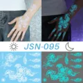 Luminous floral tattoo sticker set, waterproof arm and hand body art for night parties. - JSN-095 Glow Tattoo Sticker