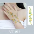 Floral temporary tattoo sticker, yellow flower vine wrist body art design for women. - AT-014 (Bracelet Tattoo Sticker)