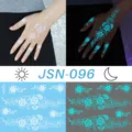 Luminous floral lace tattoo sticker, waterproof glow in dark hand sticker for trendy party style. - JSN-096 Glow Tattoo Sticker