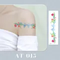 Colorful tulip and blue bow temporary tattoo sticker, perfect for sexy collarbone and arm decoration. - AT-015 (Bracelet Tattoo Sticker)