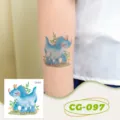 Kids glitter dinosaur temporary tattoo sticker, waterproof cute animal party decor. - CG-097 Glitter Dinosaur Tattoo Sticker / 60*60mm