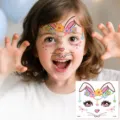Kids colorful bunny face temporary tattoo sticker set, cute rabbit design for parties. - Rabbit (FC-130)