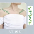 Waterproof collarbone green vine temporary tattoo sticker, realistic leaf body art design. - AT-018 (Bracelet Tattoo Sticker)