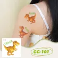 Waterproof glitter cartoon dinosaur temporary tattoo sticker for kids party fun body art - CG-101 Glitter Dinosaur Tattoo Sticker / 60*60mm