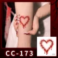 Halloween waterproof temporary tattoo sticker, realistic stitched heart scar design for party makeup variant. - CC-173 Halloween Scar