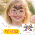 Tatuajes temporales de colores para niños pequeños, pegatinas de unicornio y flores. - Caballo (FC-133)