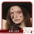 Halloween temporary face tattoo sticker with scary scars and cute cat design for costume party. - EH-123 / 120*75mm