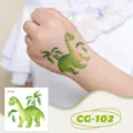 Kids Glitter Dinosaur Temporary Tattoo Sticker CG-102 Waterproof Cartoon Body Art - CG-102 Glitter Dinosaur Tattoo Sticker / 60*60mm