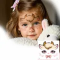 Niños lindo animal de dibujos animados cara temporal tatuaje pegatina, impermeable arte. - Cabra (FC-134)
