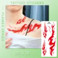 Pegatinas de tatuaje de llama roja impermeables para arte corporal y maquillaje de festival genial. - Pegatina de Tatuaje de Llama (BS-038) / 240x105mm