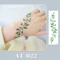 Green leaf temporary tattoo sticker vine wrist body art waterproof realistic floral design - AT-022 (Bracelet Tattoo Sticker)