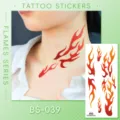 Pegatinas de tatuaje de llama temporal impermeables para cuello y arte corporal, ideales. - Pegatina de Tatuaje de Llama (BS-039) / 240x105mm