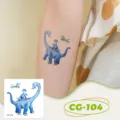 Glitter kids dinosaur temporary tattoo sticker waterproof cute cartoon body art decors - CG-104 Glitter Dinosaur Tattoo Sticker / 60*60mm