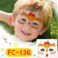 Pegatinas de tatuaje temporal facial para niños lindo animal de dibujos animados arte corporal. - Gallo (FC-136)