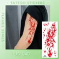 Pegatina de tatuaje de llama roja impermeable arte corporal temporal calcomanía de brazo de fiesta. - Pegatina de Tatuaje de Llama (BS-040) / 240x105mm