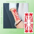 Red flame tattoo stickers waterproof body art temporary tattoos for men and women arm decor - Flame Tattoo Sticker (BS-042) / 240x105mm