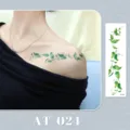 Green vine temporary tattoo sticker for collarbone body art realistic waterproof sexy cute design - AT-024 (Bracelet Tattoo Sticker)