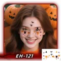 Halloween face sticker temporary tattoo cute pumpkin bat waterproof party makeup decor - EH-121 / 120*75mm
