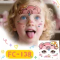Niños lindo animal de dibujos animados cara pegatina tatuaje temporal conjunto maquillaje - Cerdo (FC-138)