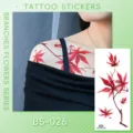 Waterproof red maple leaf tattoo sticker branch body art temporary tattoo for Halloween makeup. - Leaf Vine Tattoo Sticker (BS-026) / 240x105mm