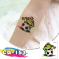 Kids waterproof glitter temporary tattoo sticker, cute frog and football design for parties. - CG-153 Football Tattoo Sticker