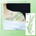 Green branch butterfly tattoo sticker variant, waterproof body art sticker for women fashion style. - Leaf Vine Tattoo Sticker (BS-027) / 240x105mm