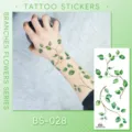 Waterproof botanical leaf tattoo sticker variant, fresh green branch design for arm body art. - Leaf Vine Tattoo Sticker (BS-028) / 240x105mm