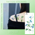 Waterproof blue morning glory floral vine tattoo sticker body art variant BS-030. - Leaf Vine Tattoo Sticker (BS-030) / 240x105mm
