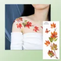 Waterproof maple leaf butterfly temporary tattoo sticker for body art party decor - Leaf Vine Tattoo Sticker (BS-032) / 240x105mm