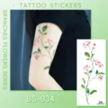 Waterproof floral tattoo sticker for arms, beautiful botanical body art design for daily wear. - Leaf Vine Tattoo Sticker (BS-034) / 240x105mm