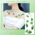 Waterproof temporary tattoo stickers featuring elegant green vine and leaf botanical designs. - Leaf Vine Tattoo Sticker (BS-036) / 240x105mm
