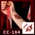 Halloween temporary tattoo sticker with scary scars and realistic eyeball design for party. - CC-184 Halloween Scar