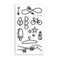 Black minimalist waterproof temporary tattoo sticker sheet with diverse cute line art designs. - HC-422