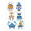 Wasserdichte Kinder Cartoon Roboter temporäre Tattoo Aufkleber Bogen für Arm Körper - Blau Orange Roboter Stil (EC-347) / 120x75mm
